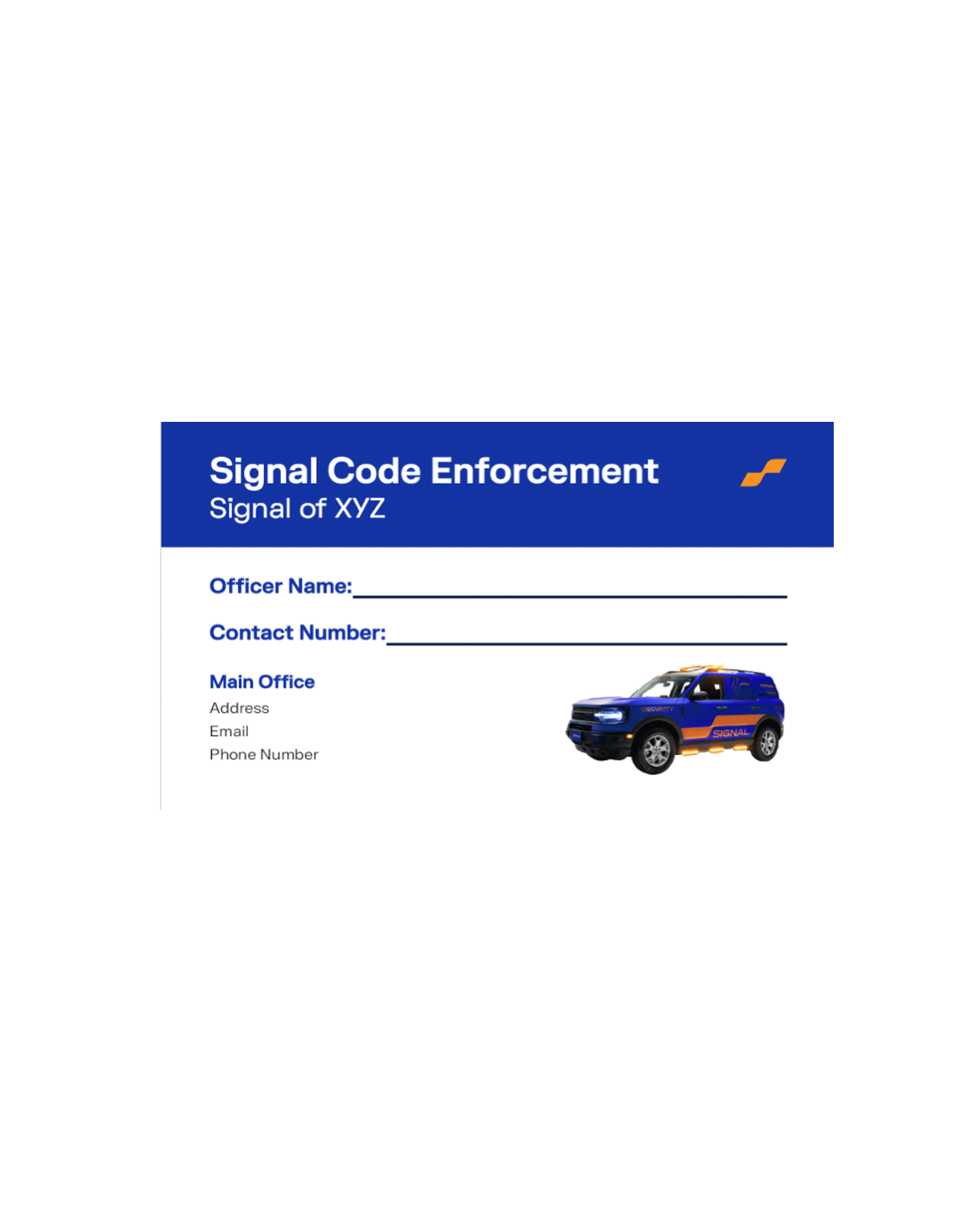 Signal Code Enforcement Card