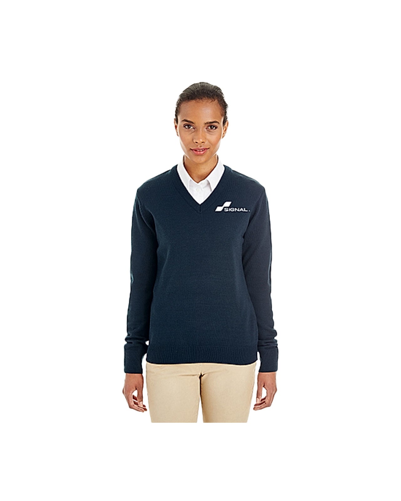 Harriton Ladies' Pibloc V-Neck Sweater