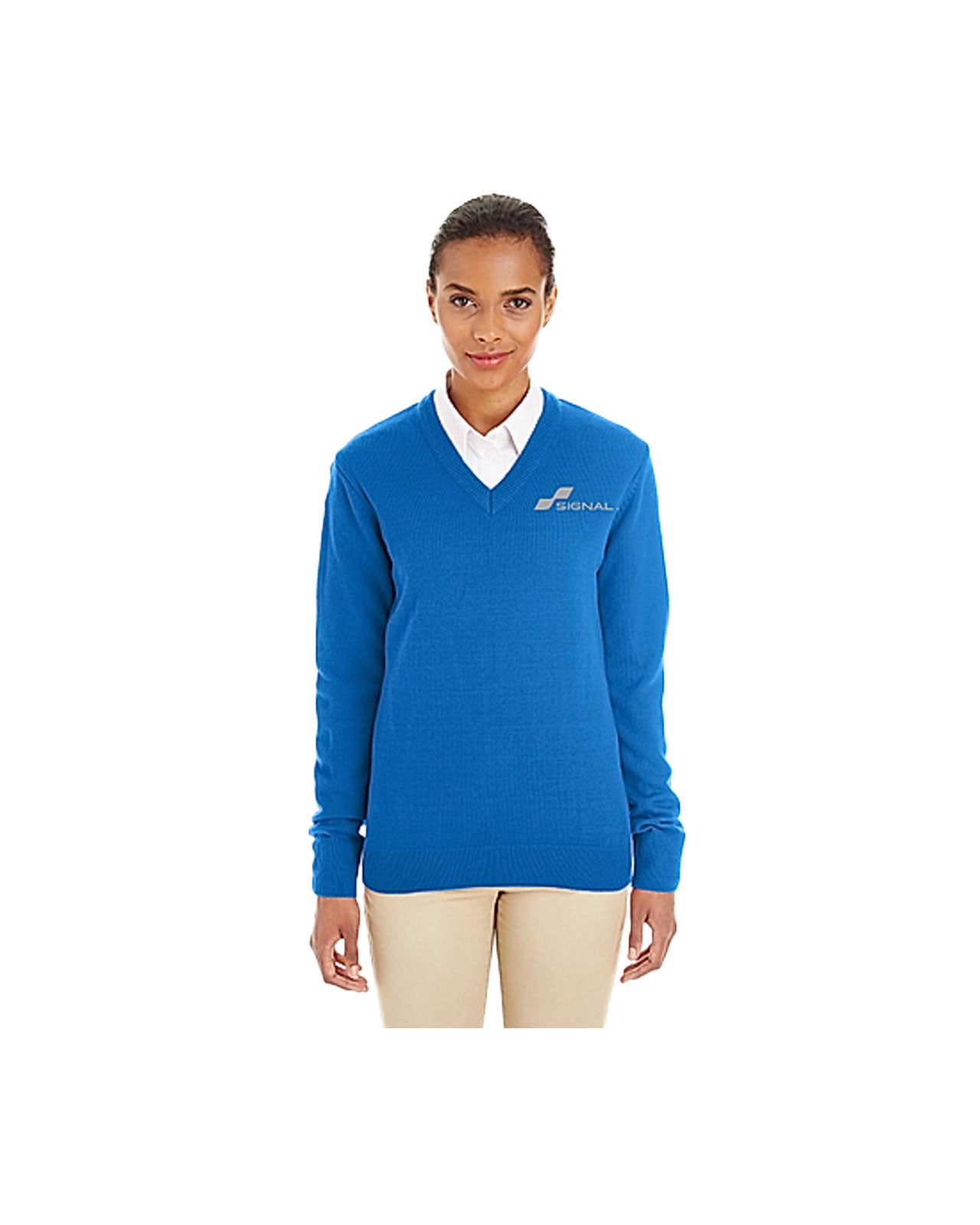 Harriton Ladies' Pibloc V-Neck Sweater