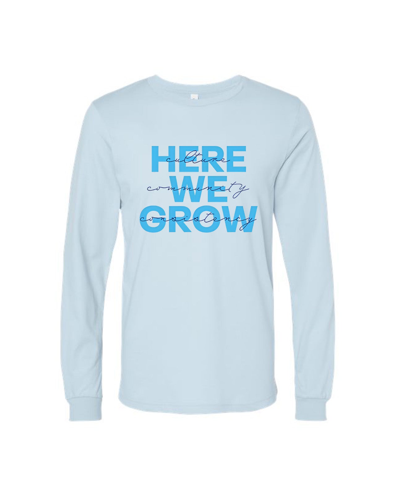 Custom Branded Long Sleeve Tee - Baby Blue