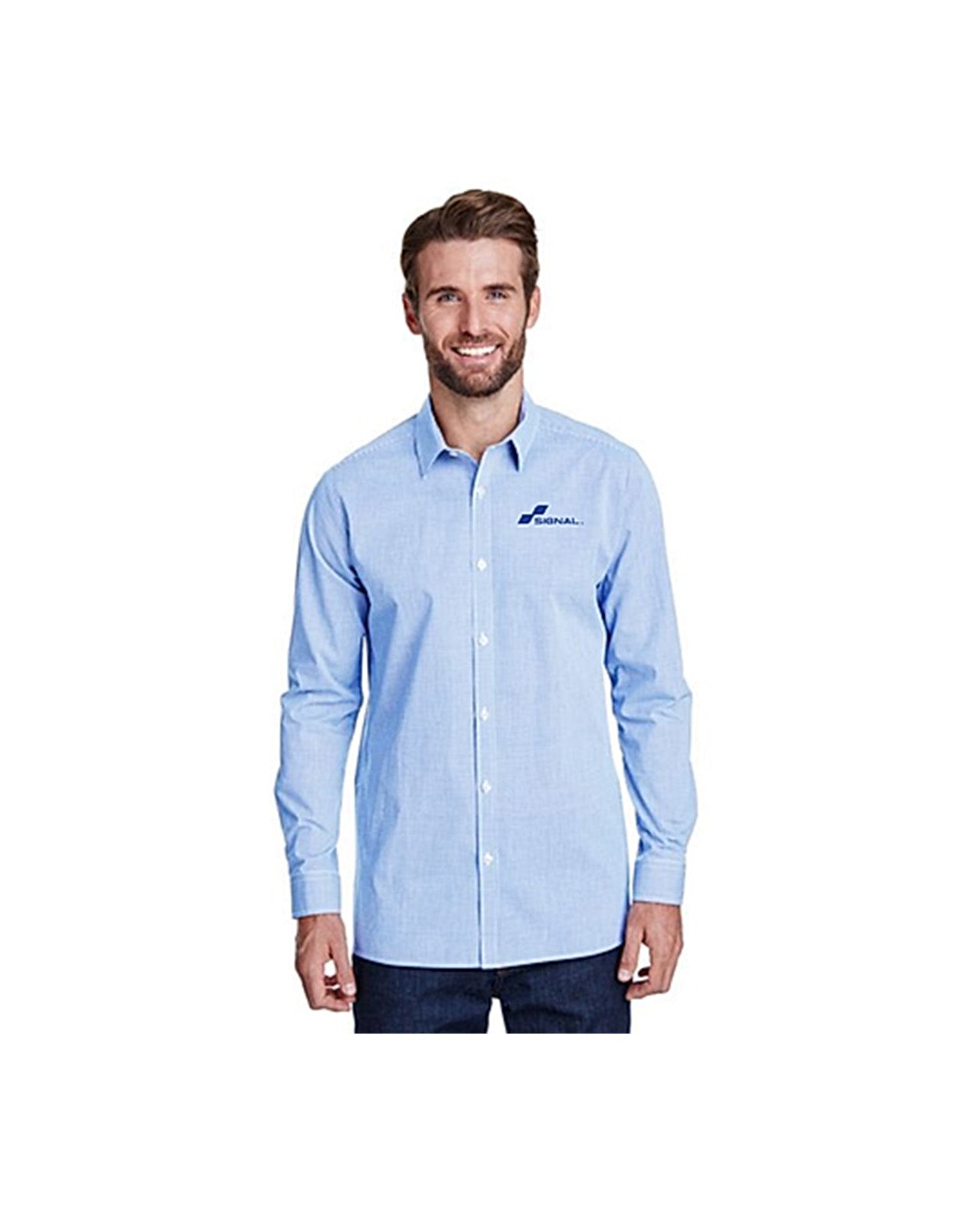 Artisan Collection Men's Microcheck Gingham Long-Sleeve Cotton Shirt