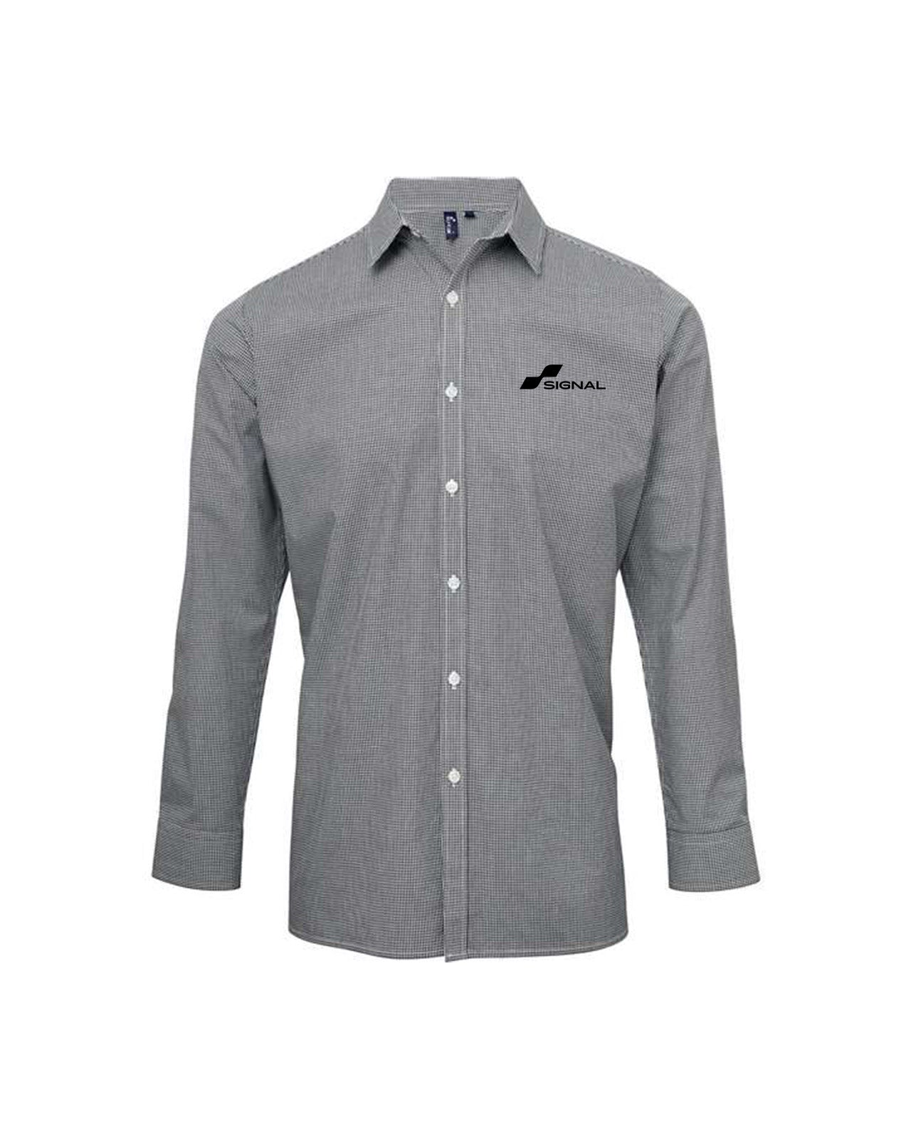 Artisan Collection Men's Microcheck Gingham Long-Sleeve Cotton Shirt