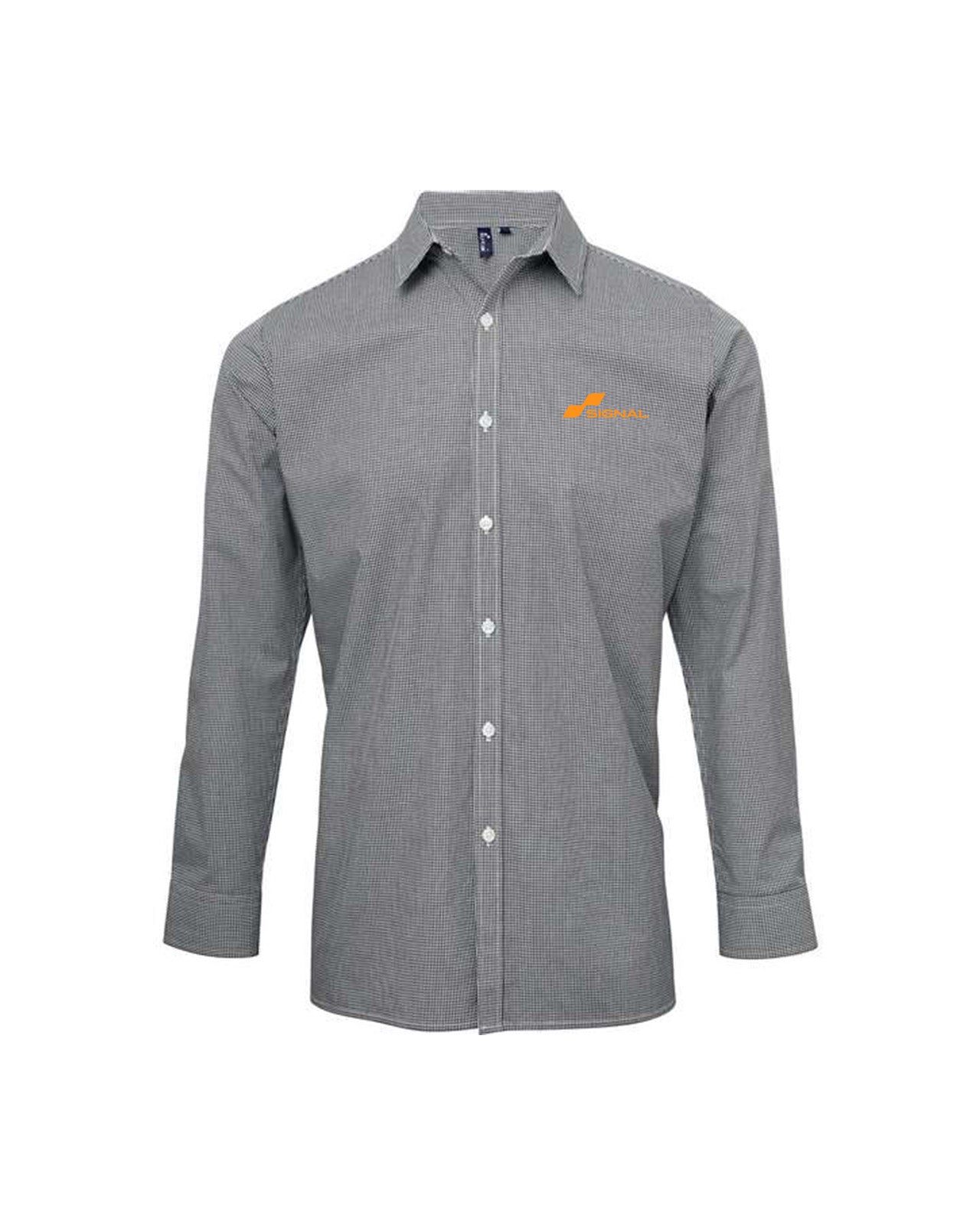 Artisan Collection Men's Microcheck Gingham Long-Sleeve Cotton Shirt