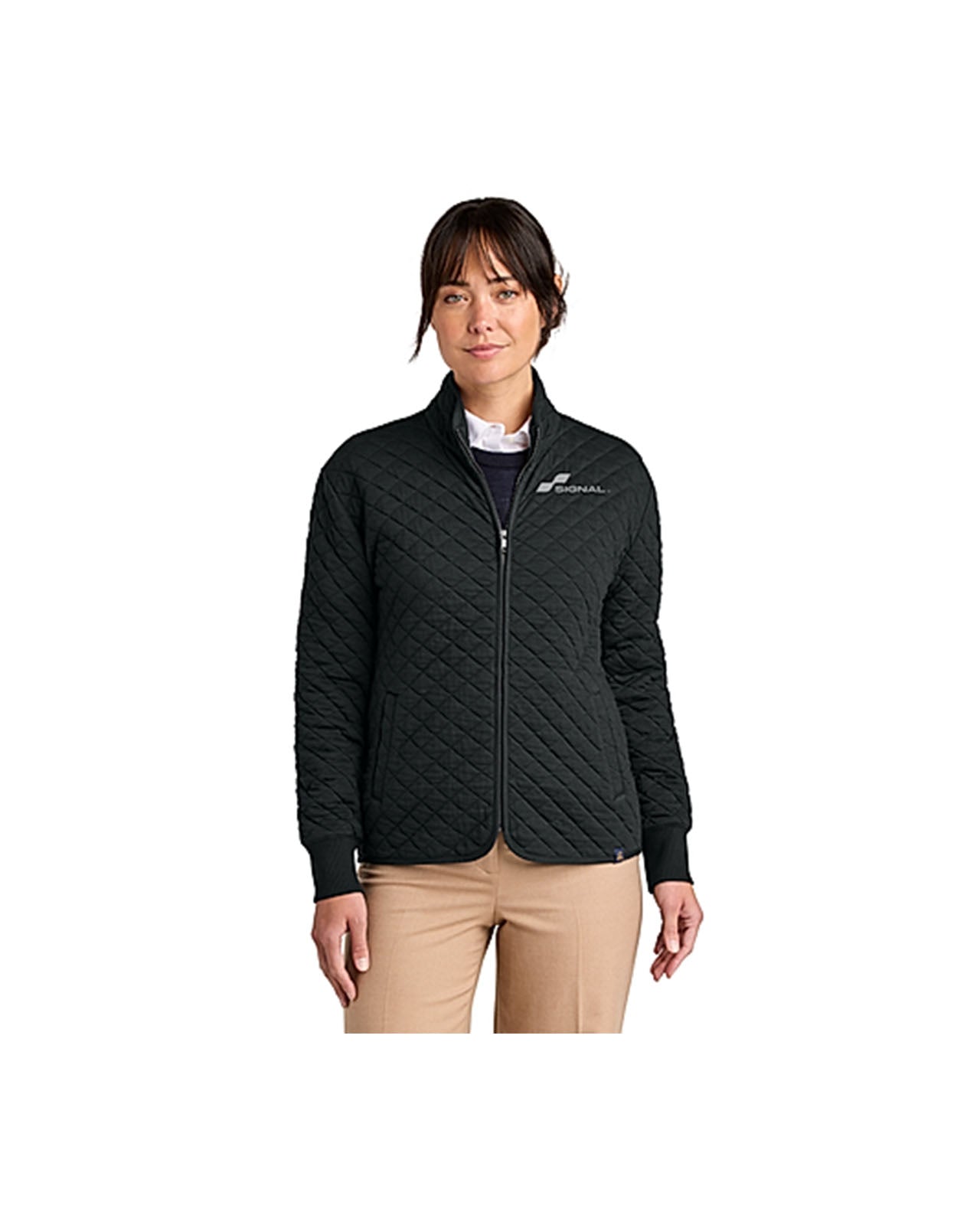 Brooks Brothers Womens Diamond Quilt Full-Zip