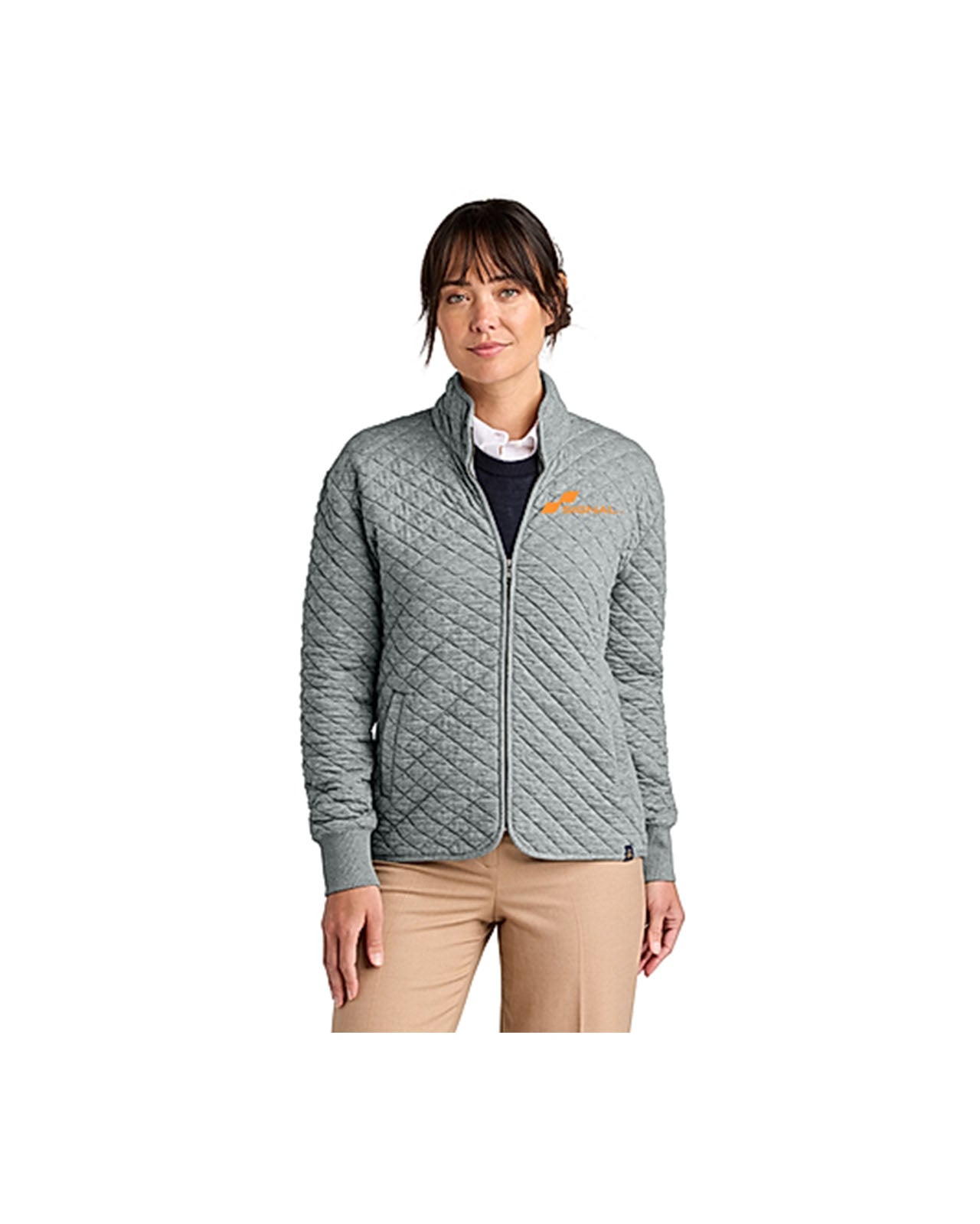 Brooks Brothers Womens Diamond Quilt Full-Zip