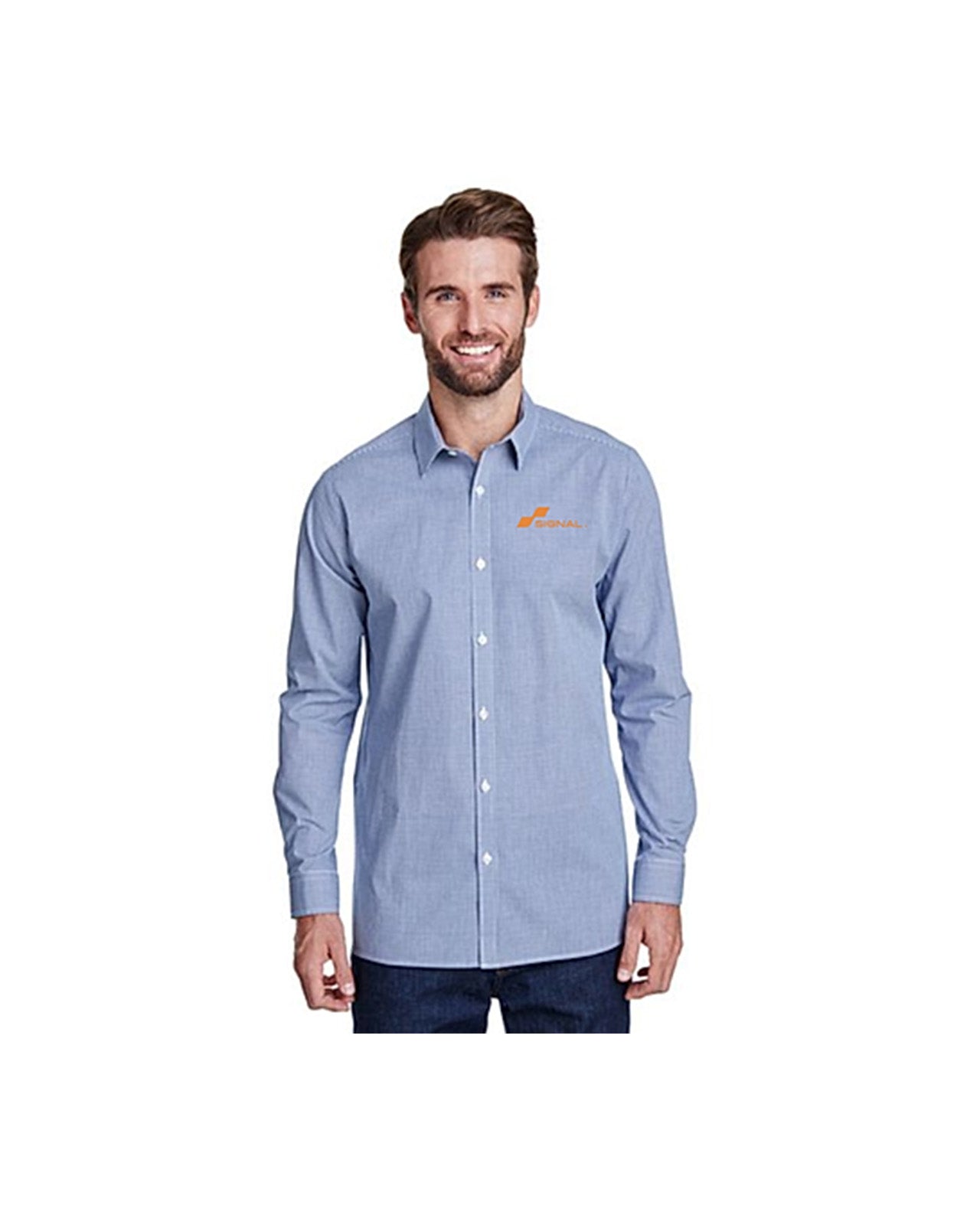 Artisan Collection Men's Microcheck Gingham Long-Sleeve Cotton Shirt