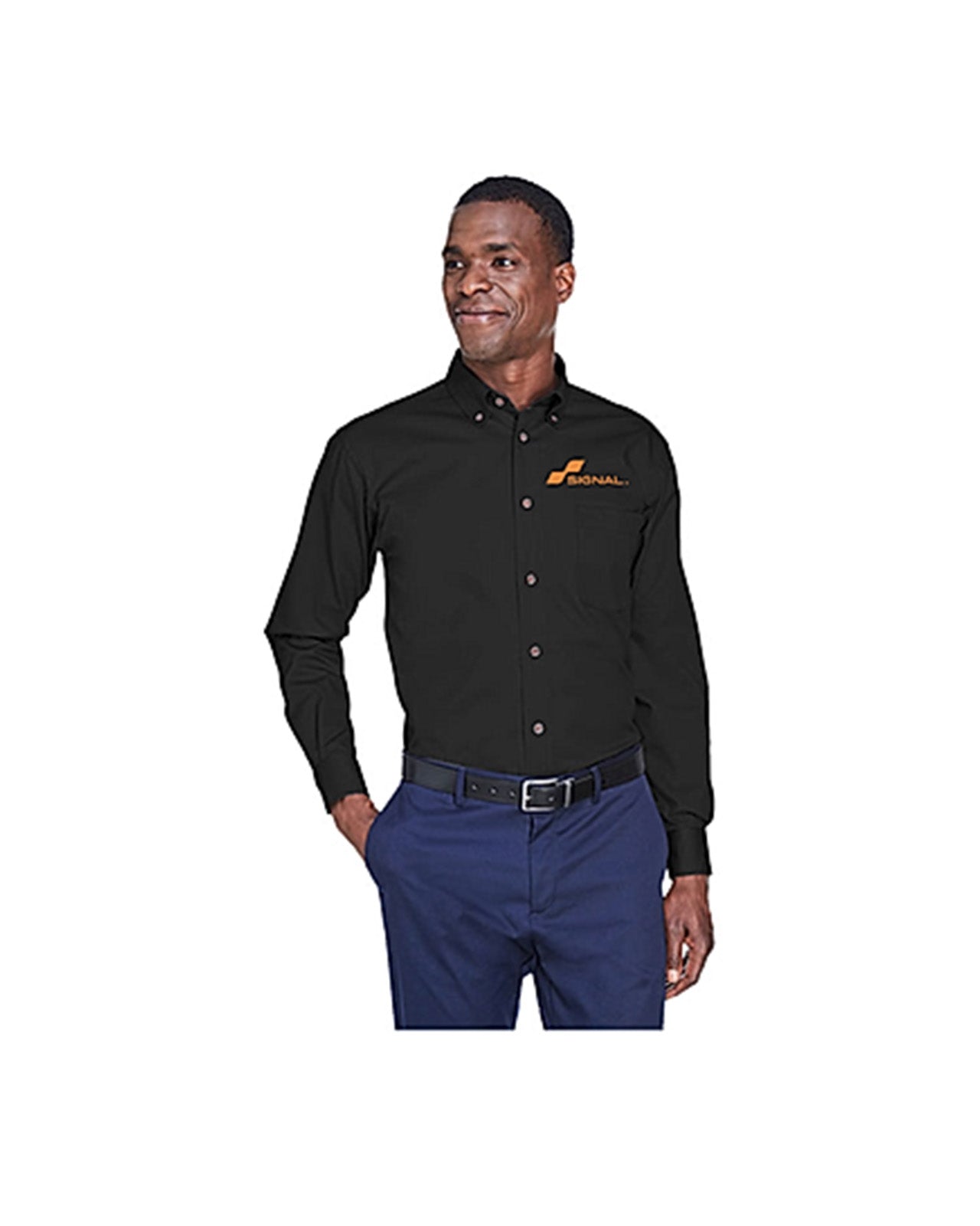 Harriton Men's Easy Blend Long-Sleeve Twill Shirt
