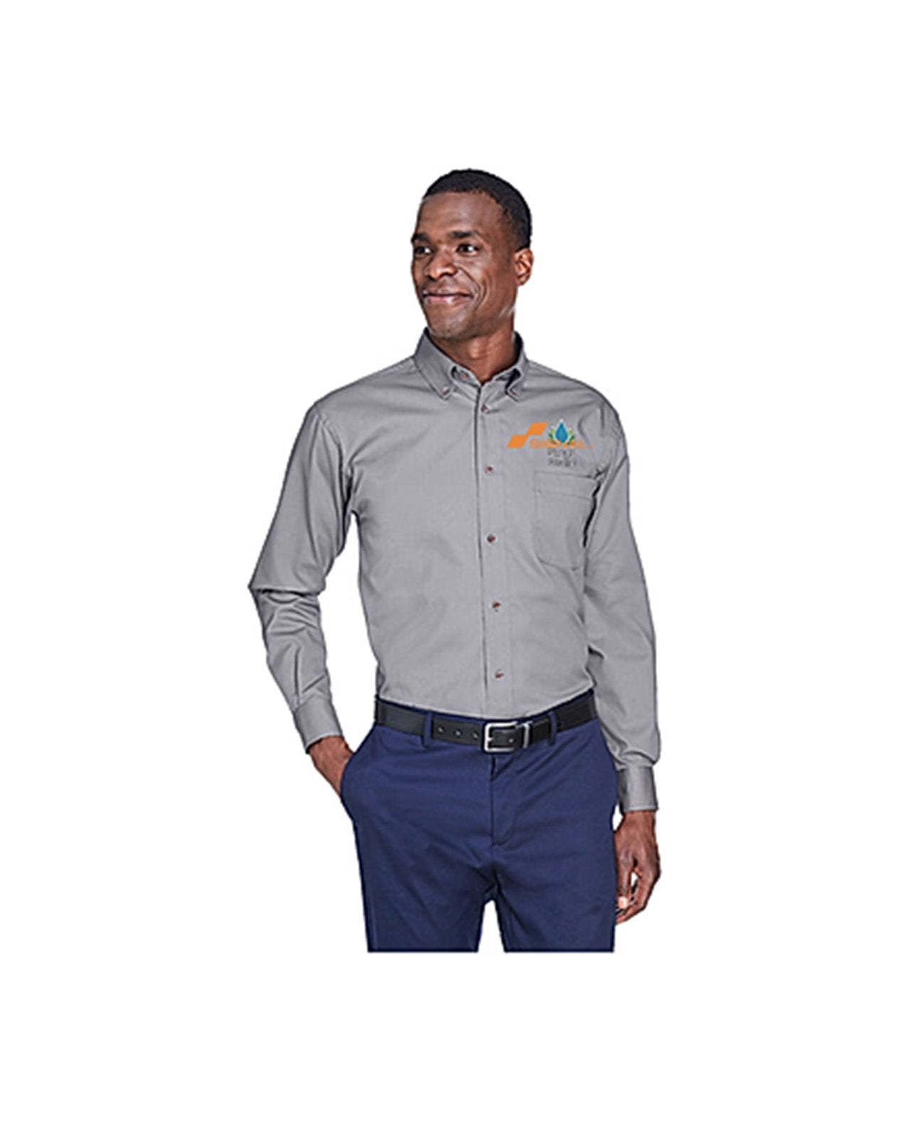 Harriton Men's Easy Blend Long-Sleeve Twill Shirt