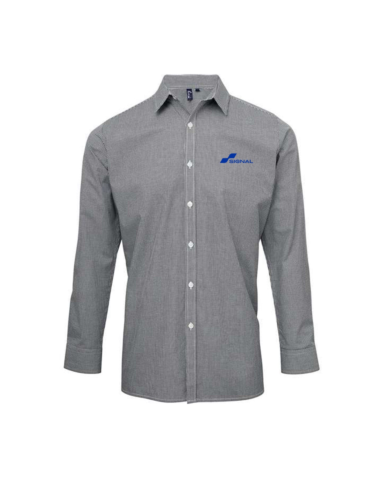 Artisan Collection Men's Microcheck Gingham Long-Sleeve Cotton Shirt