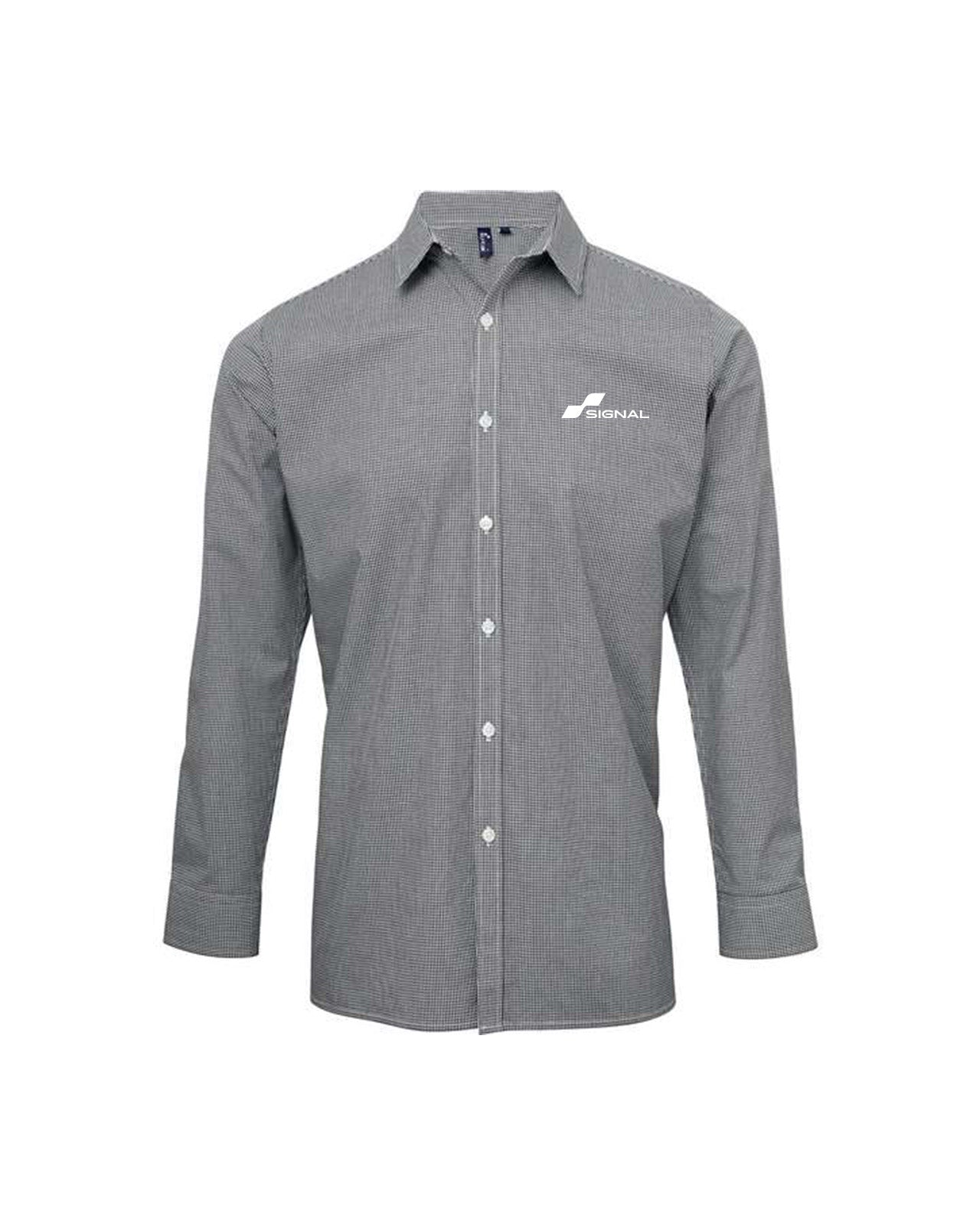 Artisan Collection Men's Microcheck Gingham Long-Sleeve Cotton Shirt