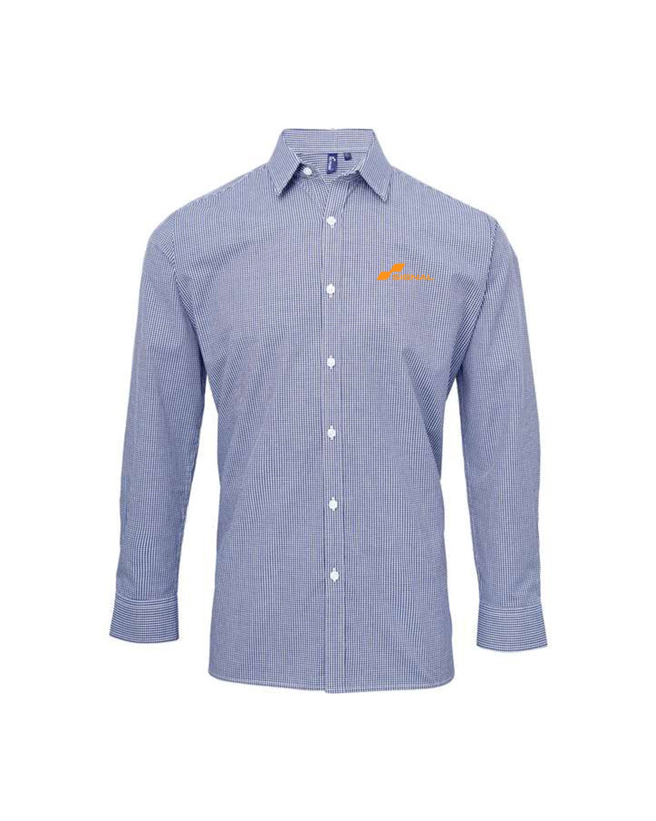 Artisan Collection Men's Microcheck Gingham Long-Sleeve Cotton Shirt